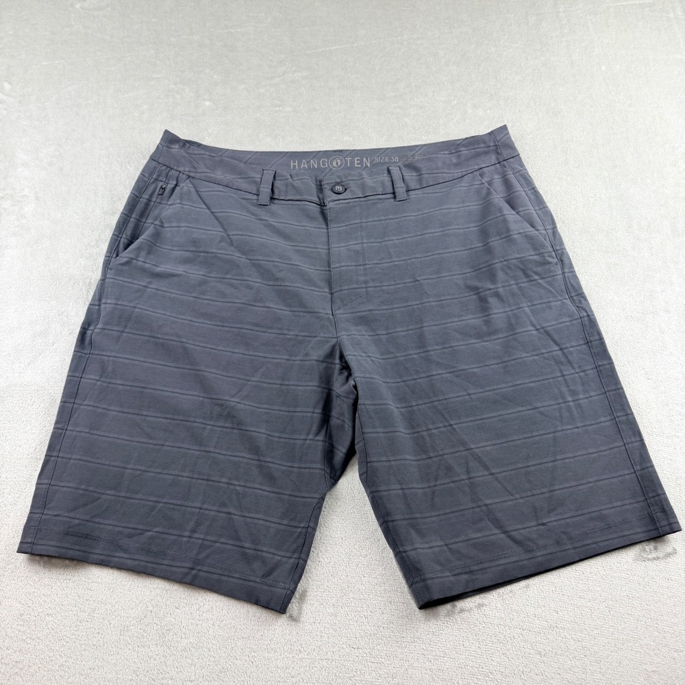 Hang Ten Men's Hybrid Walk Shorts Size 38 Gray Striped Casual‎ Performance